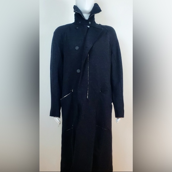 TRANSIT Wool Parka Overcoat Trench Coat Long Jacket Dark Gray NWT - Picture 2 of 14